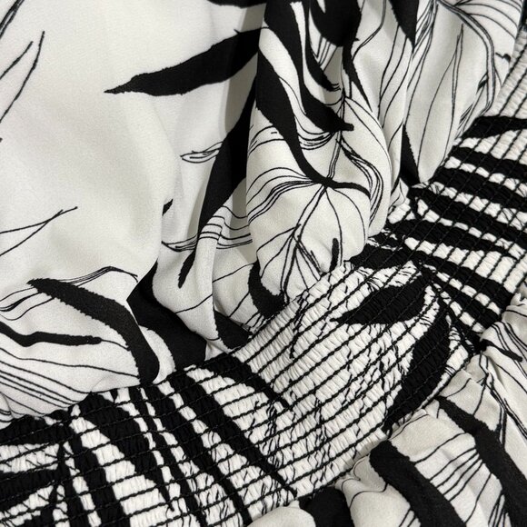 Mossimo Bamboo Leaf Print Strapless Dress White/Black XXL - Picture 6 of 9